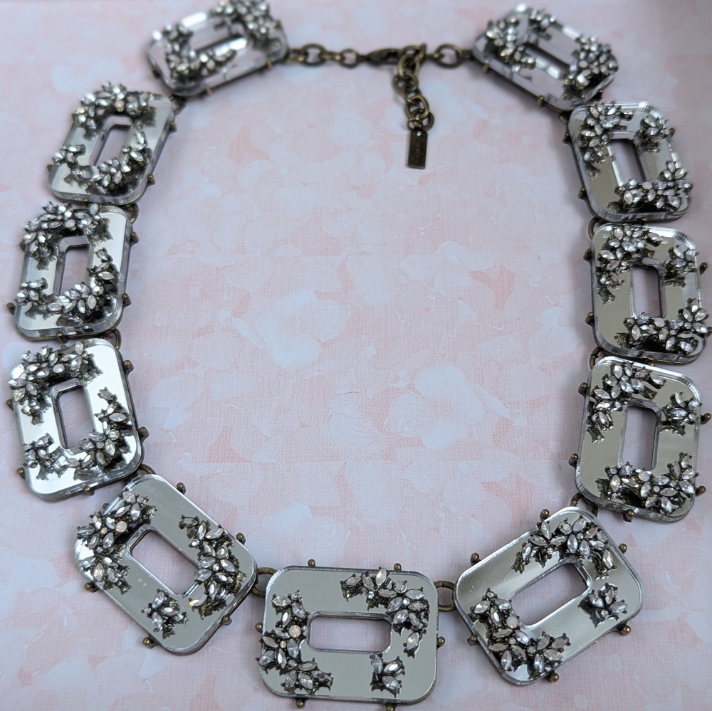 BaubleBar Silver Mirrored Floral Necklace